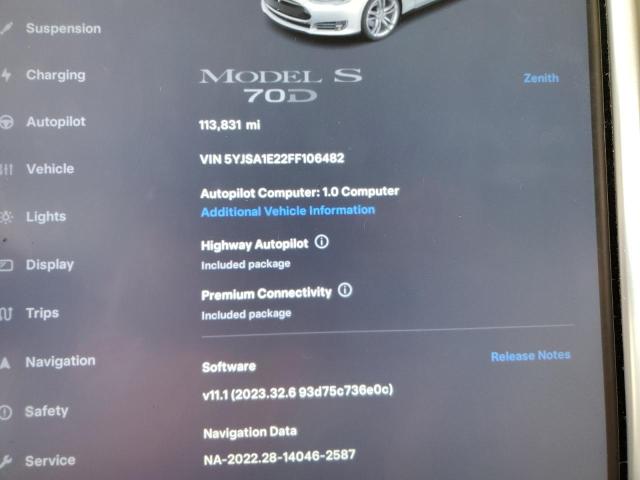 5YJSA1E22FF106482 - 2015 TESLA MODEL S 白色 照片 9