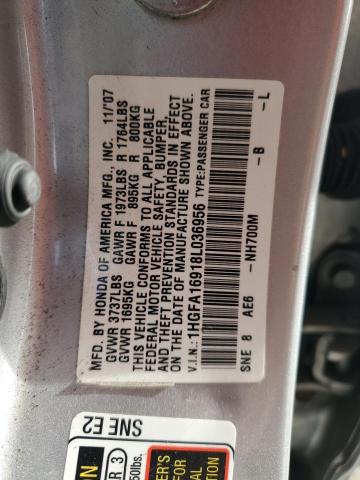 1HGFA16918L036956 - 2008 HONDA CIVIC EXL Gümüş foto 12