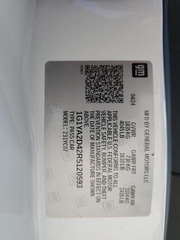 1G1YA2D42R5120593 - 2024 CHEVROLET CORVETTE STINGRAY 1LT WHITE photo 12