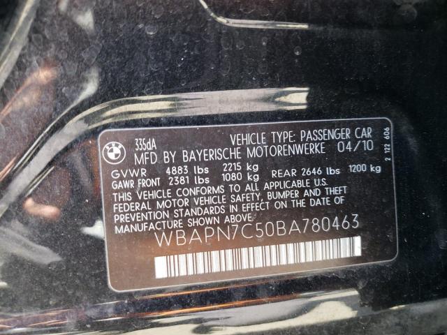 WBAPN7C50BA780463 - 2011 BMW 3 SERIES D BLACK photo 12