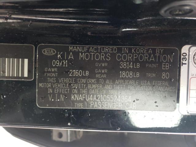 KNAFU4A21C5524364 - 2012 KIA FORTE EX 黑色 照片 12