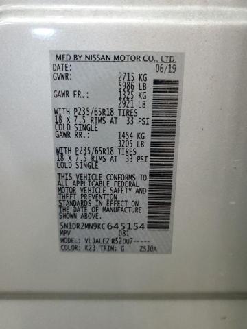 5N1DR2MN9KC645154 - 2019 NISSAN PATHFINDER S 银色 照片 13