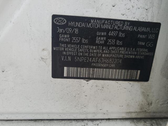 5NPE24AF6JH682204 - 2018 HYUNDAI SONATA SE WHITE photo 12