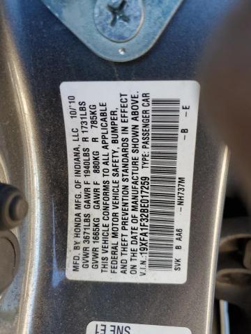 19XFA1F32BE017259 - 2011 HONDA CIVIC VP GRAY photo 12