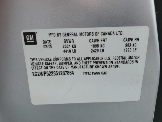 2G2WP522851287864 - 2005 PONTIAC GRAND PRIX 银色 照片 12