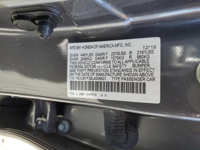 19UUB1F38LA009631 - 2020 ACURA TLX CHARCOAL photo 12