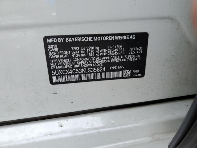 5UXCX4C53KLS35824 - 2019 BMW X7 XDRIVE50I WHITE photo 13