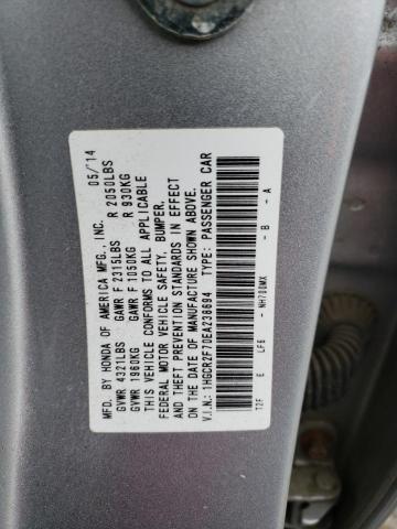 1HGCR2F70EA238694 - 2014 HONDA ACCORD EX SILVER photo 12