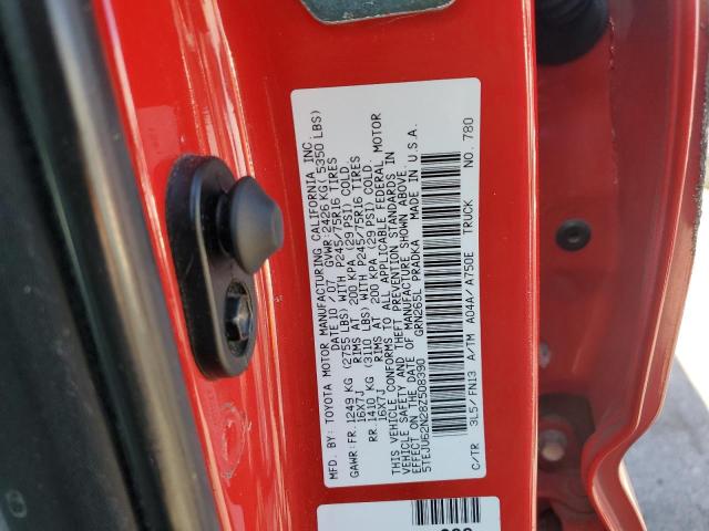 5TEJU62N28Z508390 - 2008 TOYOTA TACOMA DOUBLE CAB PRERUNNER RED photo 12