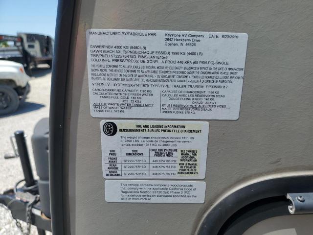 4YDT3352XHT411879 - 2017 PASSPORT TRAVELTRLR TWO TONE photo 10