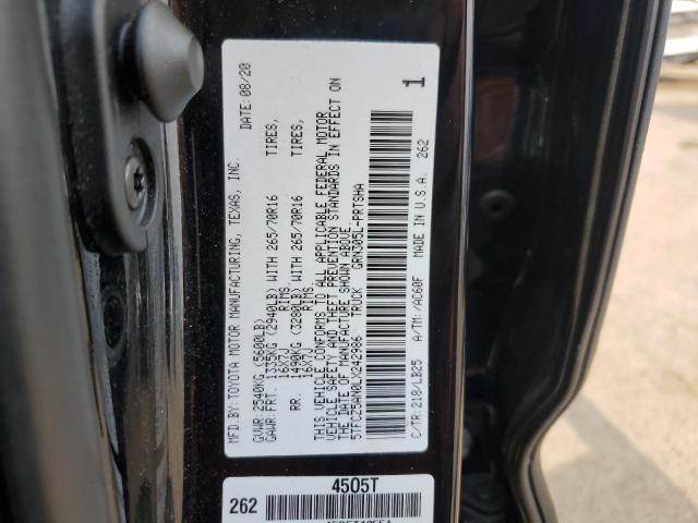 5TFCZ5AN0LX242986 - 2020 TOYOTA TACOMA DOUBLE CAB BLACK photo 12