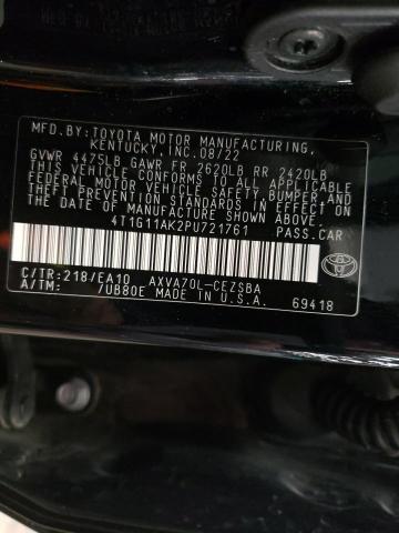 4T1G11AK2PU721761 - 2023 TOYOTA CAMRY SE NIGHT SHADE BLACK photo 12