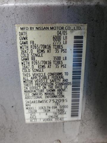 5N1AR18W05C752095 - 2005 NISSAN PATHFINDER LE 灰色 照片 13