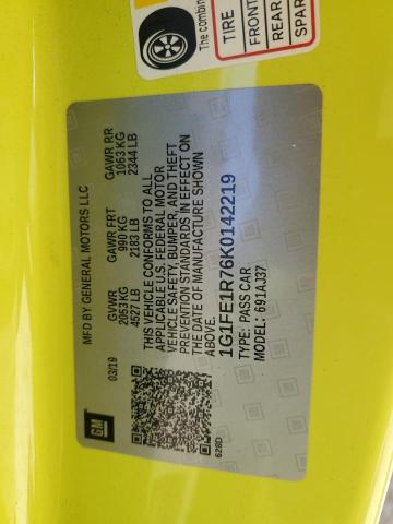 1G1FE1R76K0142219 - 2019 CHEVROLET CAMARO SS GREEN photo 13