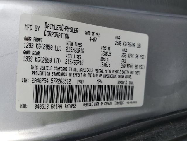 2A4GP54L57R263512 - 2007 CHRYSLER TOWN & COU TOURING 银色 照片 13