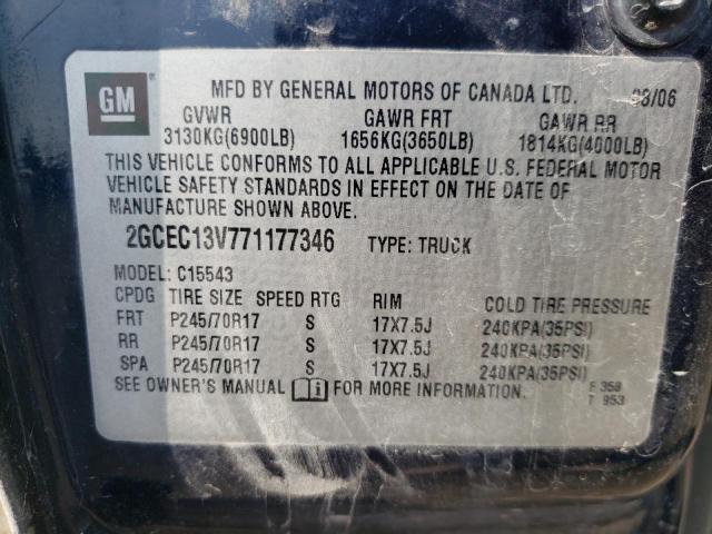 2GCEC13V771177346 - 2007 CHEVROLET SILVERADO C1500 CLASSIC CREW CAB BLUE photo 12