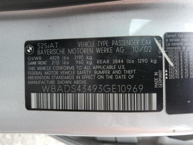 WBADS43493GE10969 - 2003 BMW 525 IT AUTOMATIC SILVER photo 12