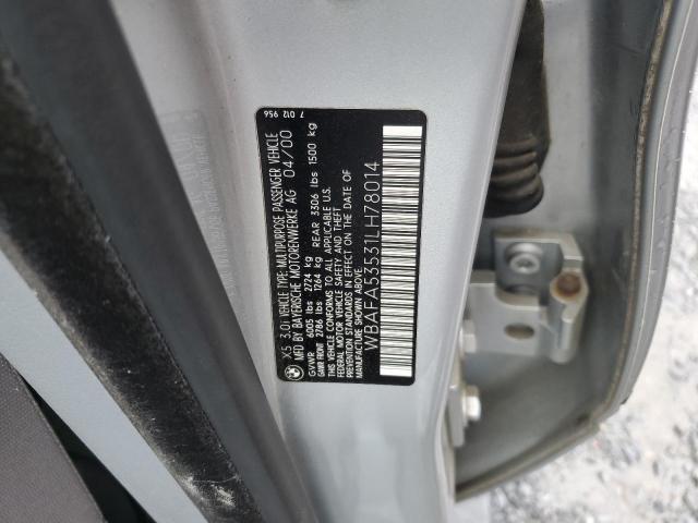 WBAFA53531LH78014 - 2001 BMW X5 3.0I SILVER photo 12