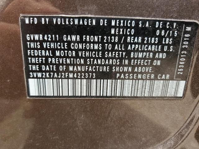 3VW2K7AJ2FM422373 - 2015 VOLKSWAGEN JETTA BASE بني صورة 13