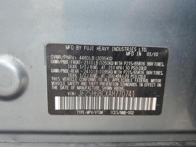 JF2SH6BCXAH770741 - 2010 SUBARU FORESTER XS Mavi foto 12