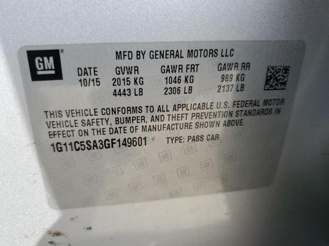 1G11C5SA3GF149601 - 2016 CHEVROLET MALIBU LIM LT 银色 照片 12