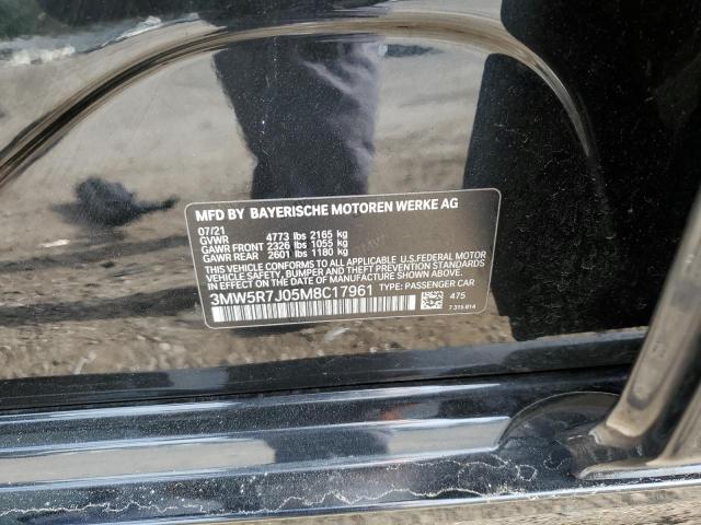 3MW5R7J05M8C17961 - 2021 BMW 330XI Черный фото 12