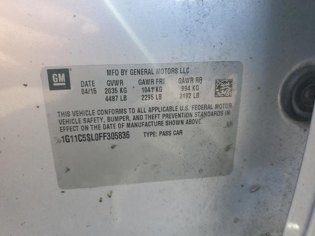 1G11C5SL0FF305836 - 2015 CHEVROLET MALIBU 1LT SILVER photo 12