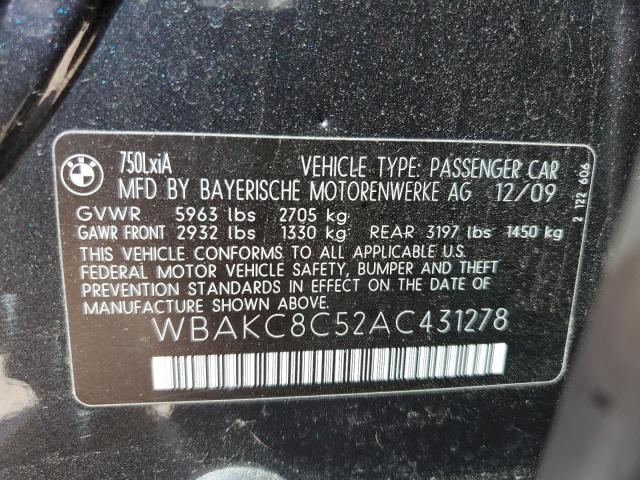 WBAKC8C52AC431278 - 2010 BMW 750 LI XDRIVE CHARCOAL photo 12