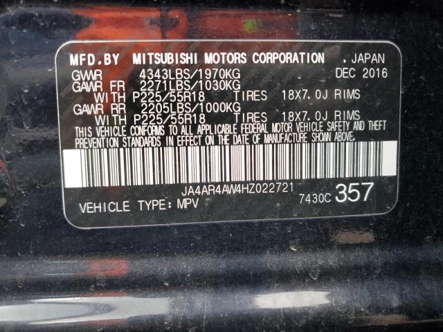 JA4AR4AW4HZ022721 - 2017 MITSUBISHI OUTLANDER SEL BLACK photo 13