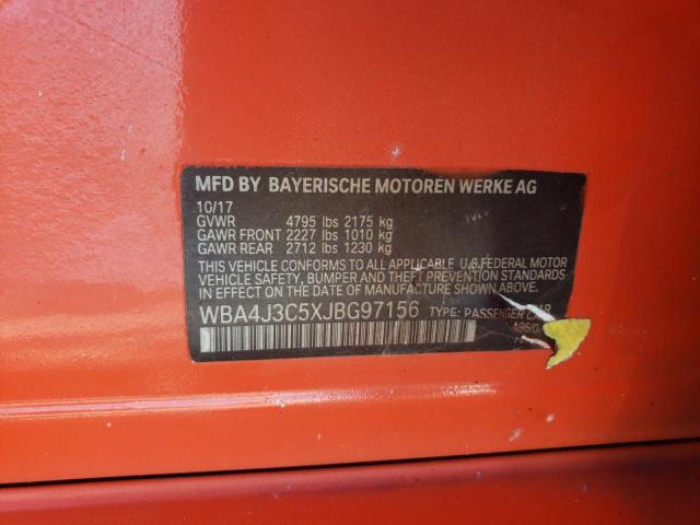 WBA4J3C5XJBG97156 - 2018 BMW 430XI GRAN COUPE ORANGE photo 12