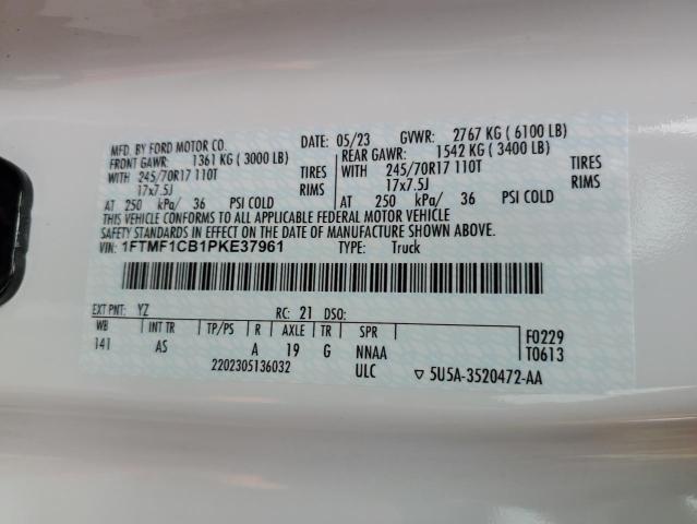 1FTMF1CB1PKE37961 - 2023 FORD F150 WHITE photo 13