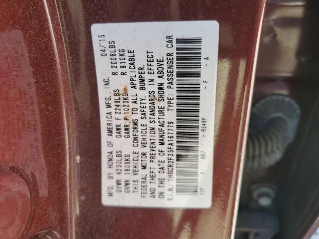 1HGCR2F35FA167779 - 2015 HONDA ACCORD LX BURGUNDY photo 13