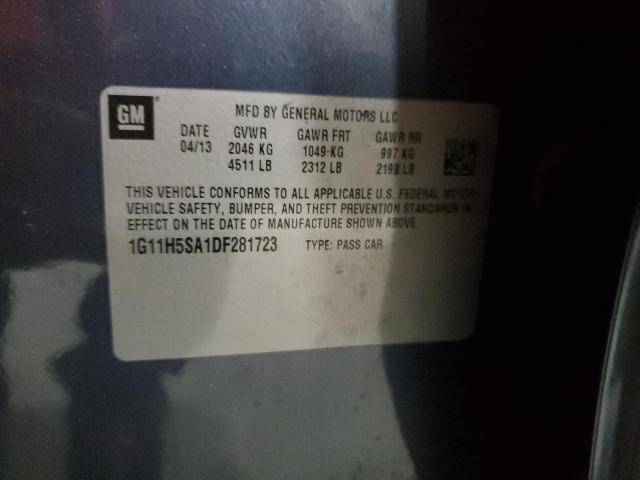 1G11H5SA1DF281723 - 2013 CHEVROLET MALIBU LTZ ლურჯი ფოტო 12