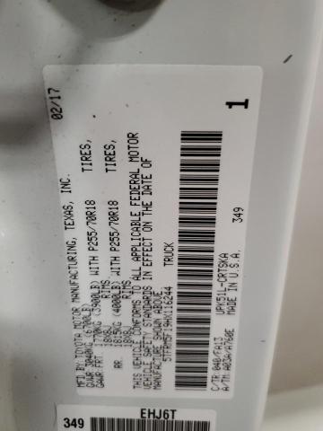 5TFRM5F19HX116244 - 2017 TOYOTA TUNDRA DOUBLE CAB SR/SR5 WHITE photo 12