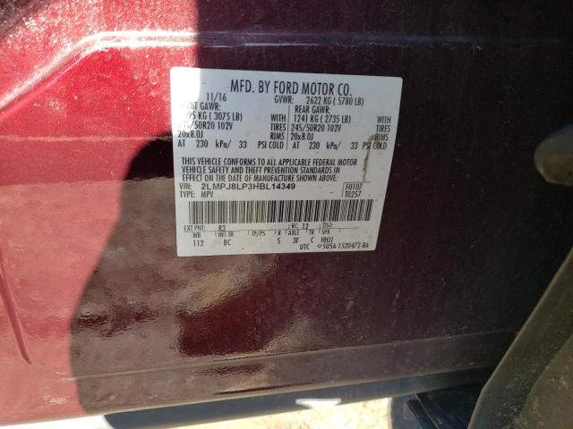 2LMPJ8LP3HBL14349 - 2017 LINCOLN MKX RESERVE Tünd qırmızı foto 13