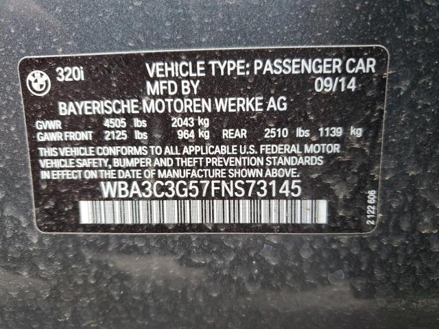 WBA3C3G57FNS73145 - 2015 BMW 320 I XDRIVE GRAY photo 12