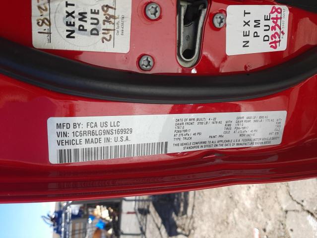 1C6RR6LG9NS169929 - 2022 RAM 1500 CLASS SLT 红色 照片 12