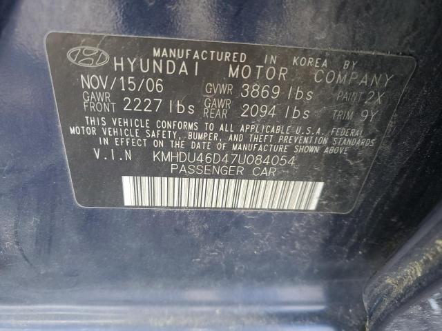 KMHDU46D47U084054 - 2007 HYUNDAI ELANTRA GLS BLUE photo 12