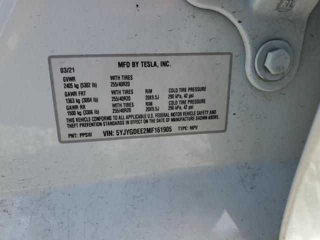 5YJYGDEE2MF161905 - 2021 TESLA MODEL Y Ağ foto 13