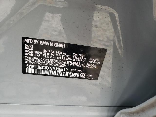 5YM13EC0XN9J56822 - 2022 BMW X3 M CHARCOAL photo 13