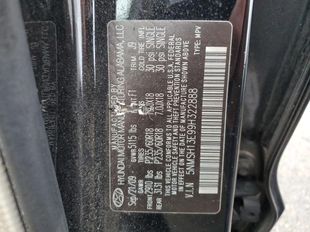 5NMSH13E99H322888 - 2009 HYUNDAI SANTA FE SE BLACK photo 13