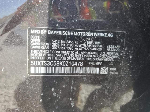 5UXTS3C58K0Z10478 - 2019 BMW X3 XDRIVEM40I GRAY photo 14