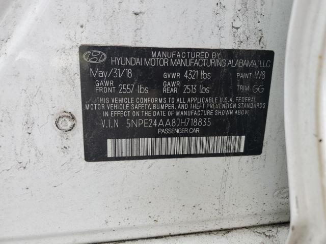 5NPE24AA8JH718835 - 2018 HYUNDAI SONATA ECO WHITE photo 12