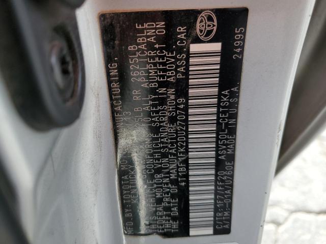 4T1BF1FK2DU270749 - 2013 TOYOTA CAMRY L SILVER photo 13