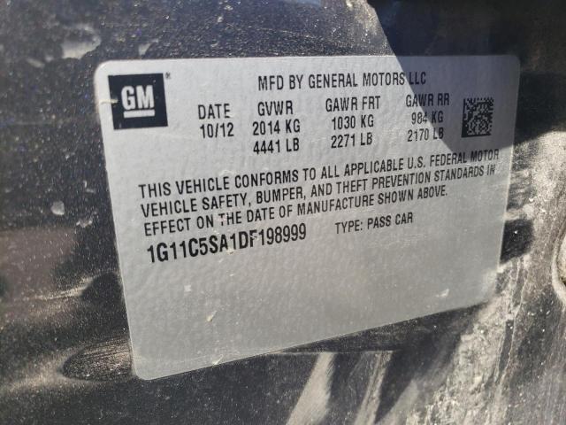 1G11C5SA1DF198999 - 2013 CHEVROLET MALIBU 1LT 灰色 照片 12