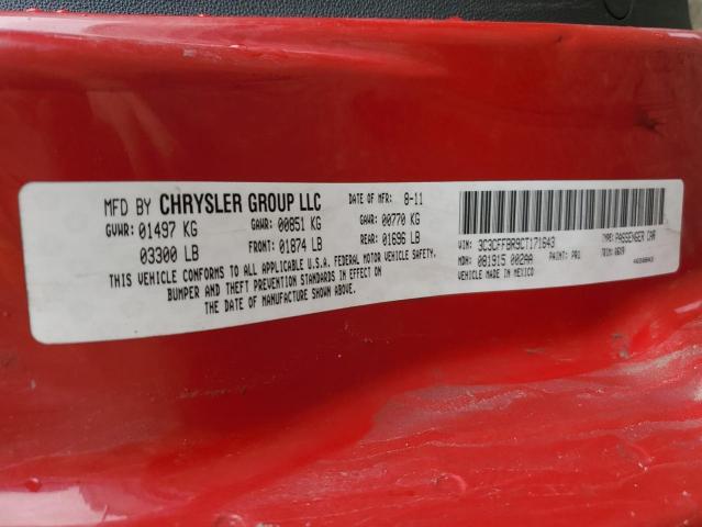 3C3CFFBR9CT171643 - 2012 FIAT 500 SPORT RED photo 12