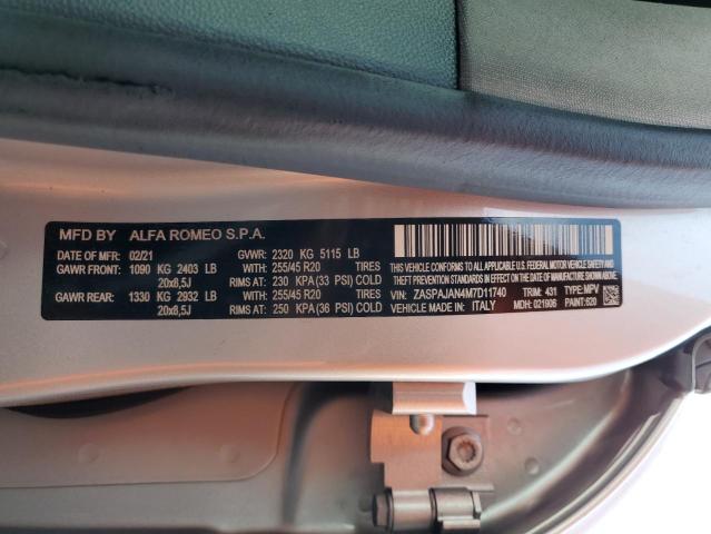 ZASPAJAN4M7D11740 - 2021 ALFA ROMEO STELVIO SPORT Silber Foto 12