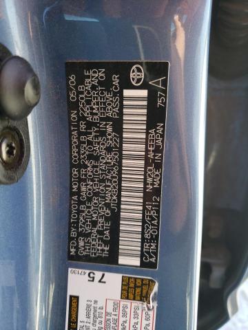 JTDKB20U967501227 - 2006 TOYOTA PRIUS BLUE photo 12