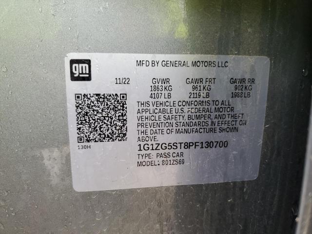 1G1ZG5ST8PF130700 - 2023 CHEVROLET MALIBU RS ვერცხლისფერი ფოტო 13