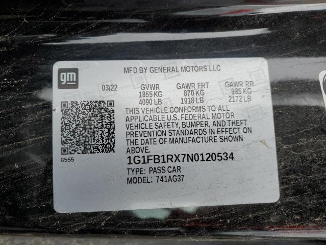 1G1FB1RX7N0120534 - 2022 CHEVROLET CAMARO LS BLACK photo 13